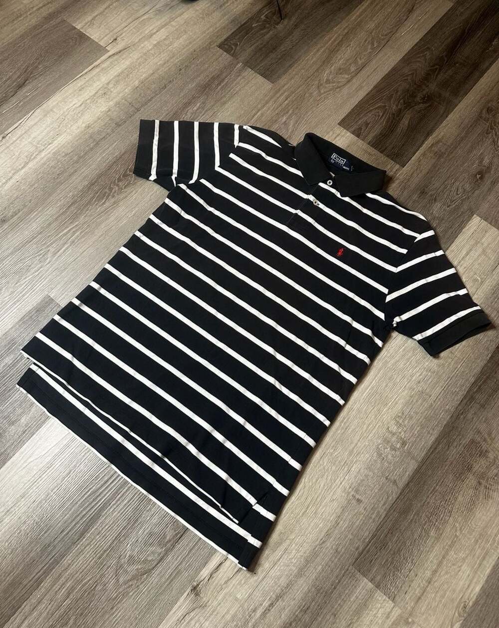 Polo by Ralph Lauren Black and White Striped Short Sleeve Polo Shirt Men's Size